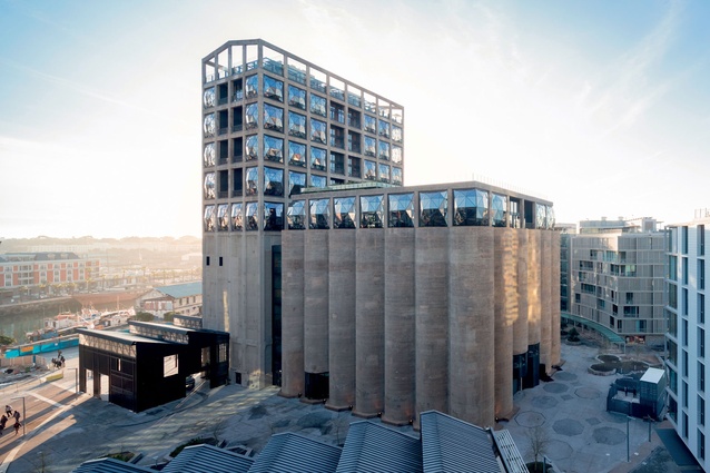 Pillowed windows redefine the façade of Cape Town's Grain Silo.