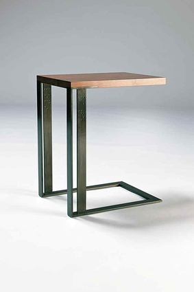 Metal and timber side table. 