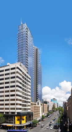 Render of the planned residential tower, which will be built next to the St James Theatre.