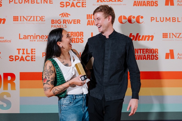Stephanie Viterbo and Buster Caldwell from Wonder, winners of the Workplace up to 1000m<sup>2</sup> for Motion Sickness Studio.