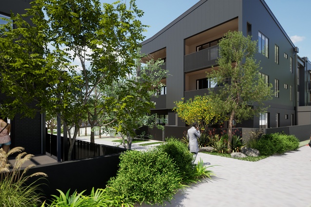Apartments are designed with passive surveillance and generous planting to soften the built edge.  