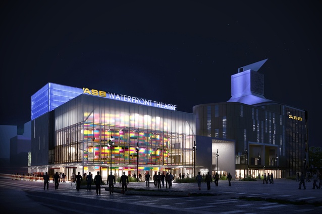 Render of the ASB Waterfront Theatre by BVN Architecture.