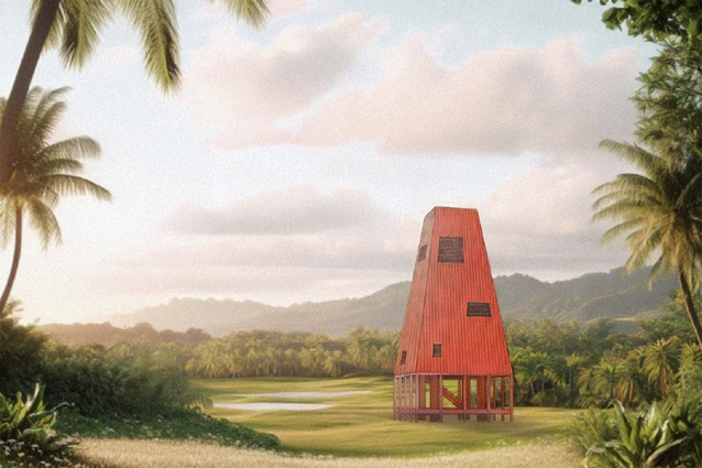 The 2025 Dulux Colour Awards New Zealand Student Winner: Pātaka Kōrero Fale O Tala A Storehouse Of Narratives In Samoa by Lalitpat Chomchoei of the University of Auckland.