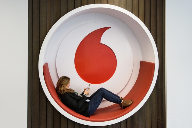 Branded seating in the Vodafone InnoV8 building.