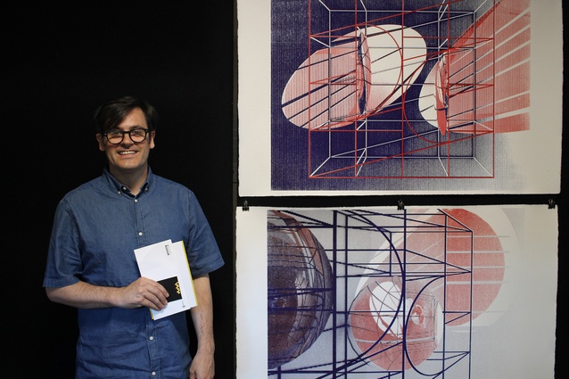 Aaron Paterson of Paterson Architecture Collective with the winning project in the Work in Progress category, <em>Penumbral</em>.