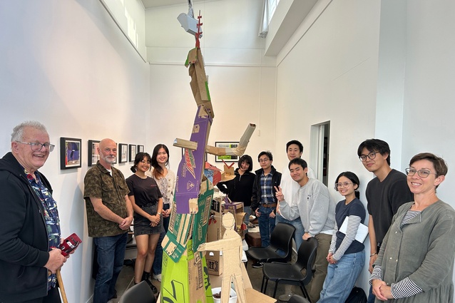 The group at Depot gallery with concept models from the morning site visit.