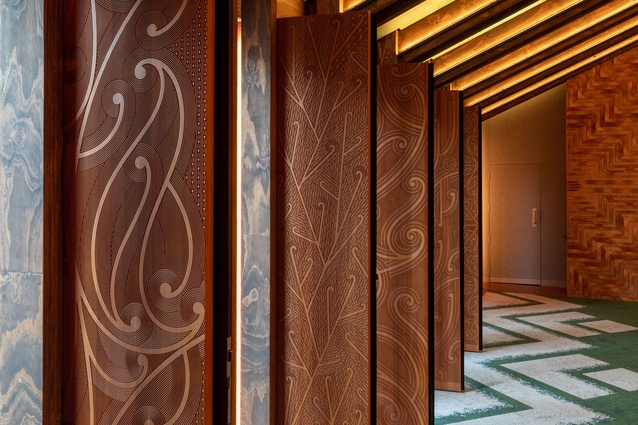 Winner – Interior Architecture: Te Rau Karamu Marae by Athfield Architects and Te Kāhui Toi, Massey University in association, Te Whanganui-a-Tara Wellington.