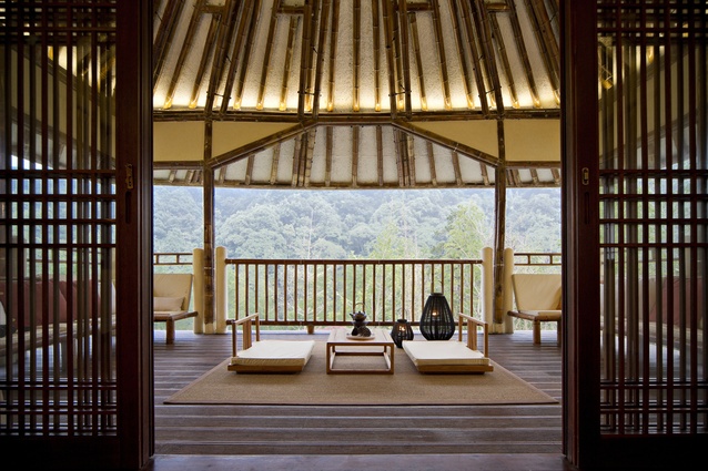 Bamboo Villa, China. Bamboo has been used here not only as an architectural element, but also as interior decoration, and was sourced from the neighbouring Nankun Mountain.