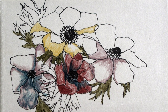 Floral inspiration: Beth's drawing of an anemone flower botanic arrangement.