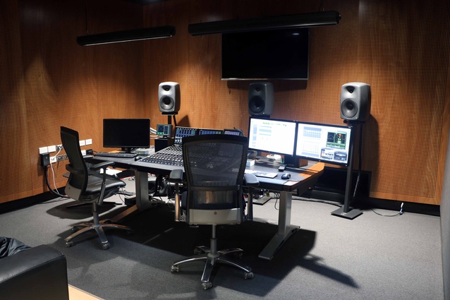 The sound studio inside the TVNZ Headquarters. Acoustic design for these spaces is often very complex.