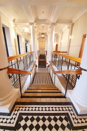 Interior of Wellington East Girls College, Wellington. Alex provided heritage consultancy services and worked with contractors to conserve the historic entrance to the building as part of a wider redevelopment project.