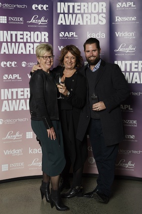 Kim Jarman, Sandy Wallace and Ellis Mitchell (Luxaflex, Interior Awards sponsor).
