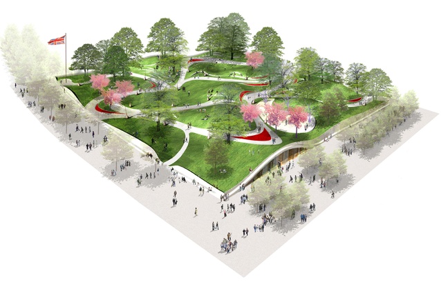Site plan for the renovation of Jubilee Gardens, London.