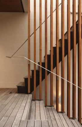 Timber battens have been used for the outdoor staircase.