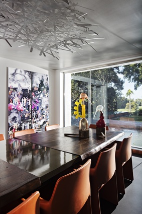 The furnishings are in keeping with a neutral backdrop for the often daring and colourful artwork.
