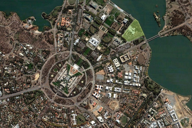 Satellite perspective of the Australian Garden at the National Gallery of Australia by McGregor Coxall.