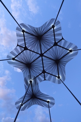 The design of Levete's MPavilion allows it to respond to the weather by moving with the wind.
