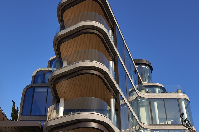 The repeated wave forms of the building’s exterior.