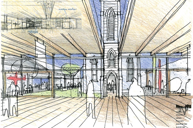 Sketch of the Wairarapa Arts & History Centre competition (1998), designed by architecture +.