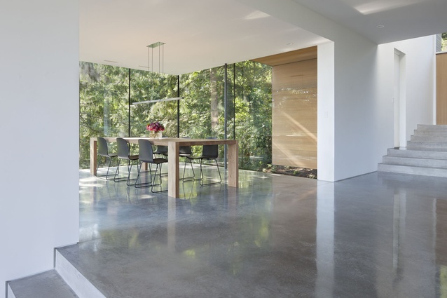 Polished concrete floors feature throughout the house. 