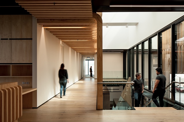 The inter-connectivity between the workshop spaces and the office spaces creates a sense of unity within the building.
