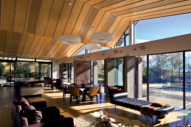 Mountain Range House, Nelson. An ever-changing play of light and shadow imparts a feeling of warmth.
