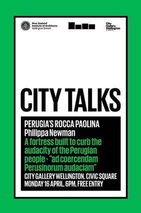 City Talks: Perugia's Rocca Paolina takes place on 16 April at City Gallery, Wellington.
