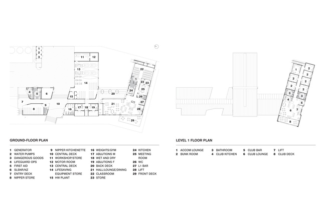 Ground and level one floor plan.