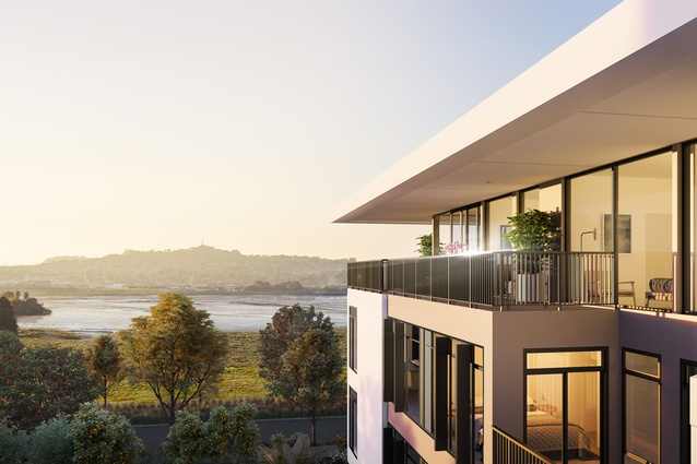 Render of the view from one of the Market Cove apartments.