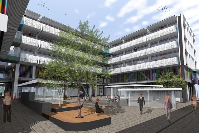An artist's impression of the landscaped central courtyard. 