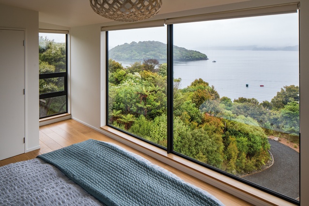 One of the bedrooms has a spectacular view over Paterson Inlet and Ulva Island.