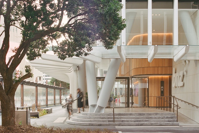 Main entry to the building is, unusually, on the southern side, to allow the northern-side café to soak up the sunshine.