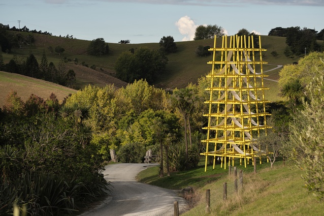 Resene Total Colour Landscape Tone-e Award winner, Yellow Post, Brick Bay by Elliot Western, Oliver Prisk, Andre Vachias, Henry Mabin and George Culling