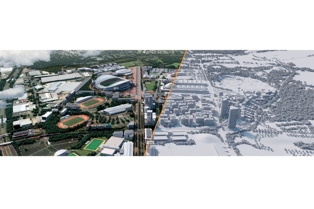 A 3D visualisation of the Sydney Olympic Park from Buildmedia.