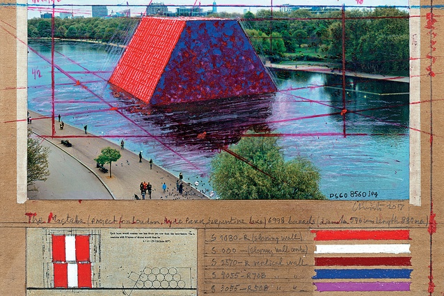 Christo’s collage (2017) for The London Mastaba.