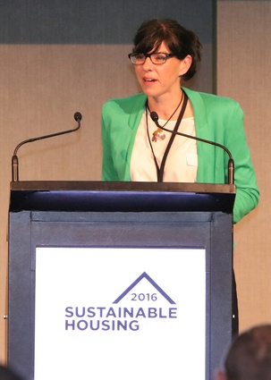 The City of Vancouver's Councillor Andrea Reimer, giving a keynote address on Vancouver's Greenest City Action Plan.