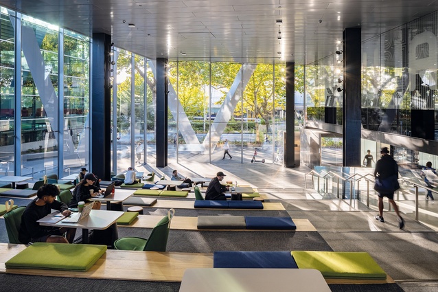 One can pass from the Student Plaza down through the bleacher foyer to Symonds Street without entering the recreational facilities. 