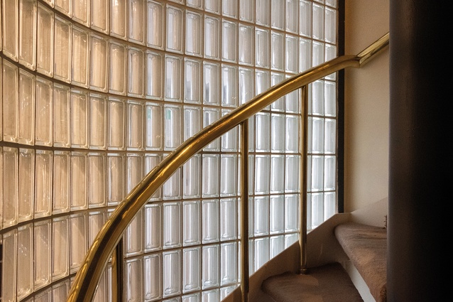 Glass-brick staircase.