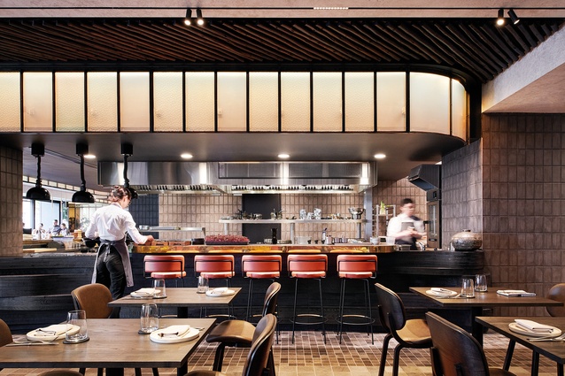 Looking towards the bar and kitchen of hotel restaurant Advieh.