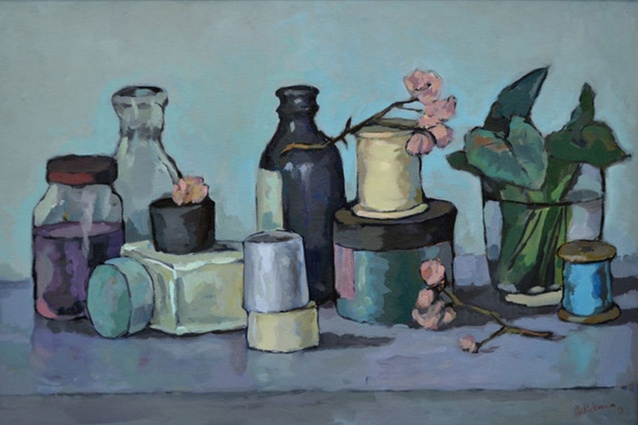 <em>Grey Study</em> (2013) by Peter Wichman, oil on canvas, 650 x 1015 mm.