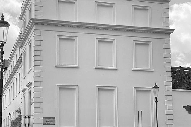 False windows on an end wall, Hans Road, London, 2021.