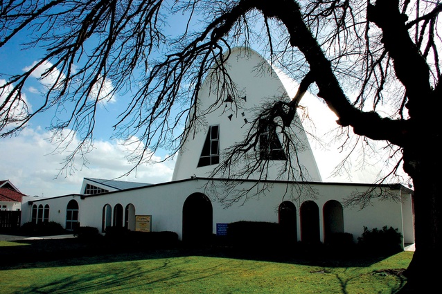 An exterior view of the Waikato church. 