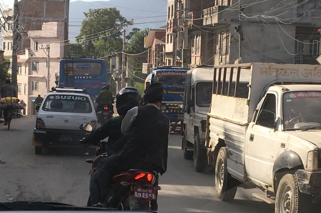 The chaotic streets of Kathmandu.