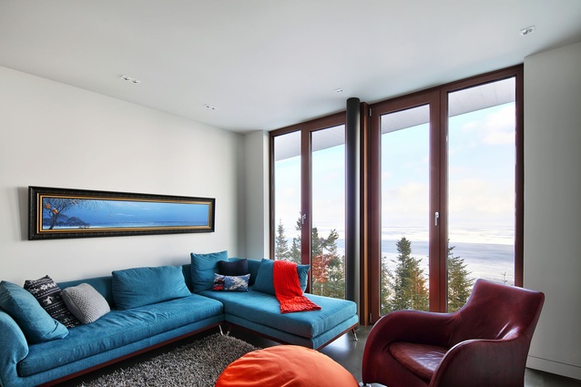 Like most of the home, the living area features spectacular views.