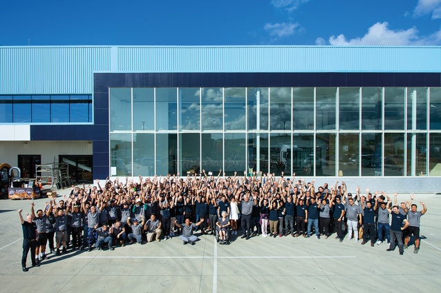 Employees and family at the new Thermosash facility.