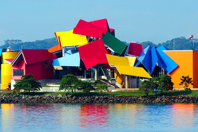 Biomuseo in Panama. Built by Gehry Partners in 2014, the museum educates visitors about the emergence of the isthmus of Panama and its role in shaping our natural environment.