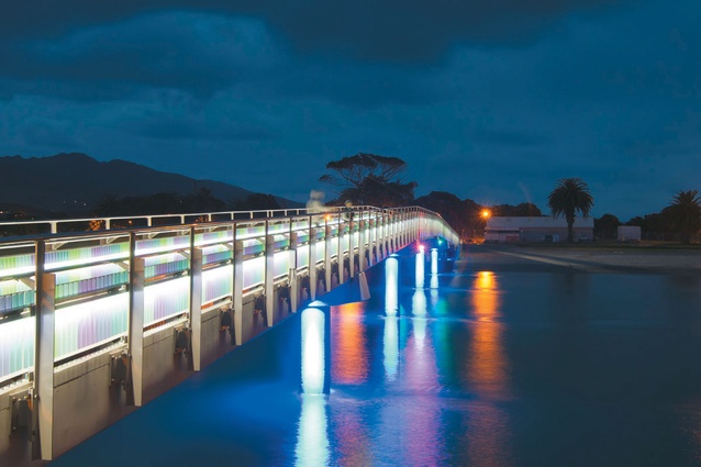 The 150m-long Kopua footbridge at Raglan, designed by NZIA Gold Medal winning architect Pete Bossley.