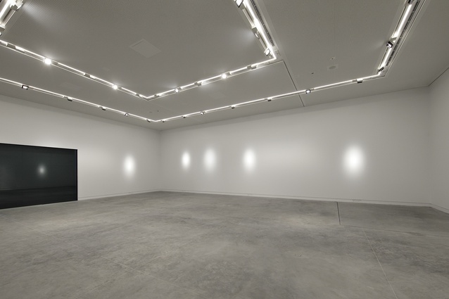The white interior provides a flexible space for artists exhibiting their work.