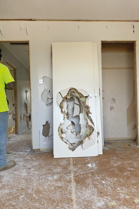 Vandals kicked in the linings throughout a house earmarked for relocation.