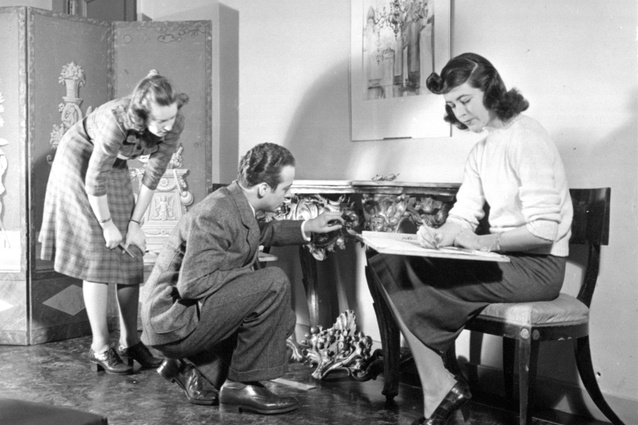 Parsons Interior Design students making measured drawings c.1940s. 
